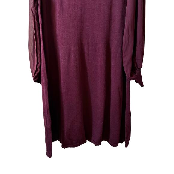 Cece New Women’s Tie Neck Sheer Long Sleeve Sweater Dress Burgundy Plus Size 1X - Picture 11 of 13